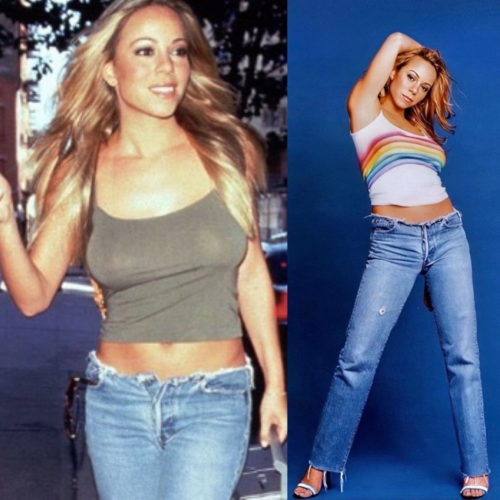 Celebrity Pink Cutoff Waistband Distressed Straight Leg Blue Jeans 5/27